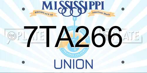 7TA266 Mississippi License Plate