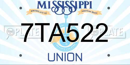 7TA522 Mississippi License Plate