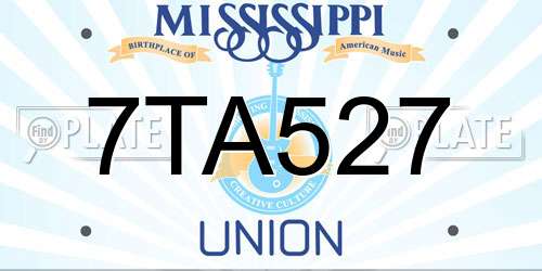 7TA527 Mississippi License Plate