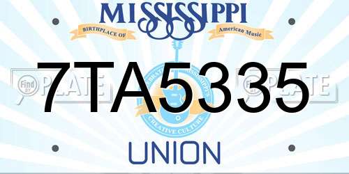 7TA5335 Mississippi License Plate