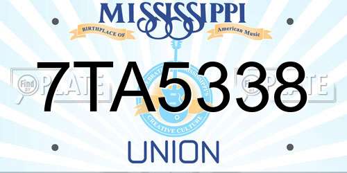 7TA5338 Mississippi License Plate