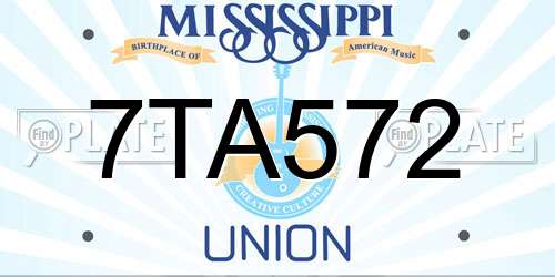 7TA572 Mississippi License Plate