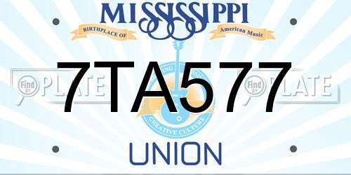 7TA577 Mississippi License Plate
