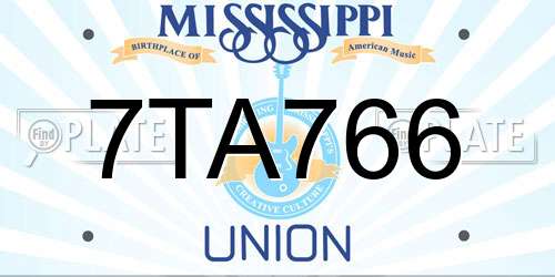 7TA766 Mississippi License Plate