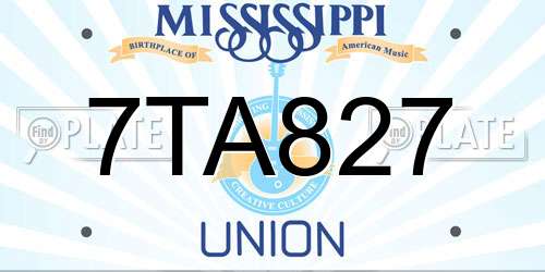 7TA827 Mississippi License Plate