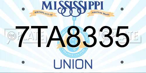 7TA8335 Mississippi License Plate
