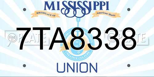 7TA8338 Mississippi License Plate