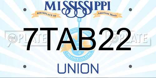 7TAB22 Mississippi License Plate