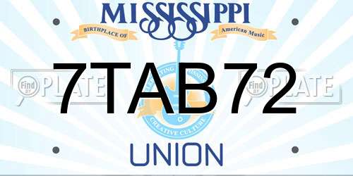 7TAB72 Mississippi License Plate