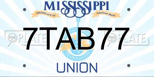 7TAB77 Mississippi License Plate