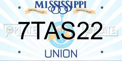 7TAS22 Mississippi License Plate