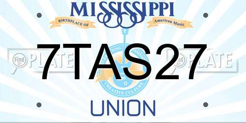 7TAS27 Mississippi License Plate