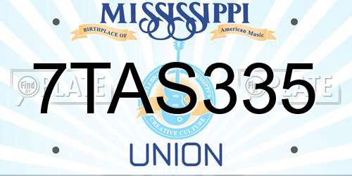 7TAS335 Mississippi License Plate