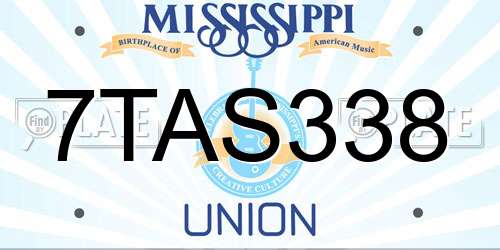 7TAS338 Mississippi License Plate