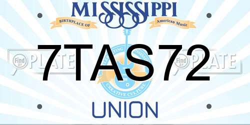 7TAS72 Mississippi License Plate