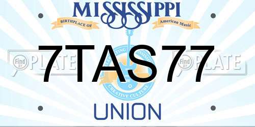 7TAS77 Mississippi License Plate