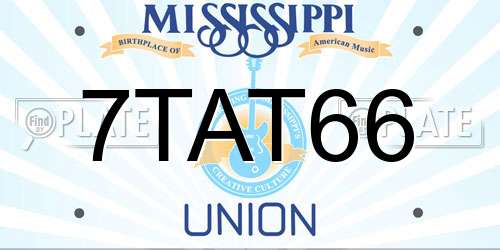 7TAT66 Mississippi License Plate