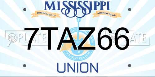 7TAZ66 Mississippi License Plate