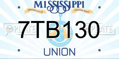 7TB130 Mississippi License Plate