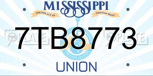 7TB8773 Mississippi License Plate