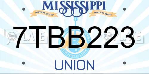 7TBB223 Mississippi License Plate