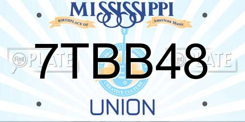 7TBB48 Mississippi License Plate