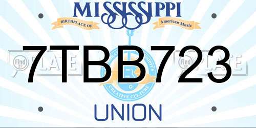 7TBB723 Mississippi License Plate