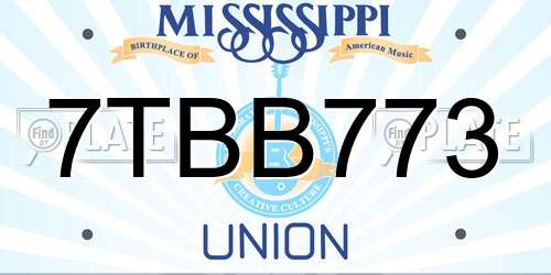 7TBB773 Mississippi License Plate