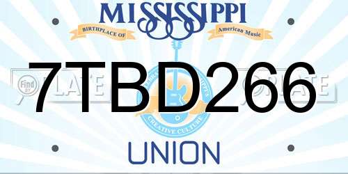 7TBD266 Mississippi License Plate