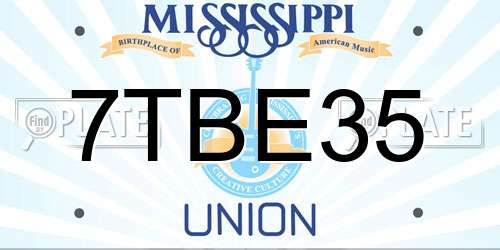 7TBE35 Mississippi License Plate