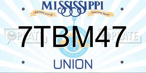 7TBM47 Mississippi License Plate