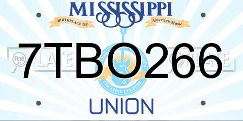 7TBO266 Mississippi License Plate