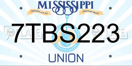 7TBS223 Mississippi License Plate