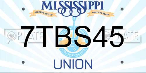 7TBS45 Mississippi License Plate