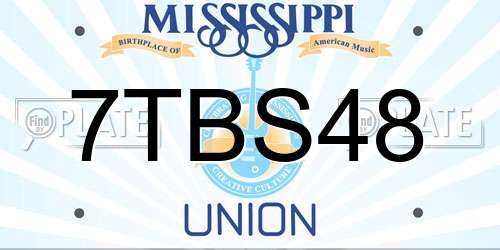 7TBS48 Mississippi License Plate