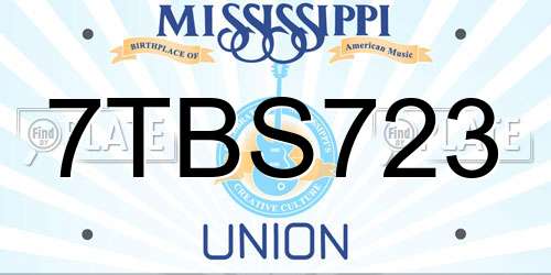 7TBS723 Mississippi License Plate