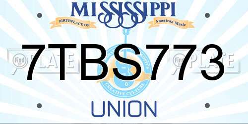 7TBS773 Mississippi License Plate