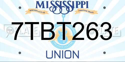 7TBT263 Mississippi License Plate