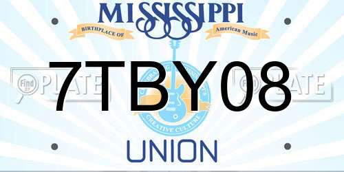 7TBY08 Mississippi License Plate