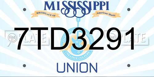 7TD3291 Mississippi License Plate