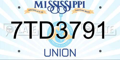 7TD3791 Mississippi License Plate