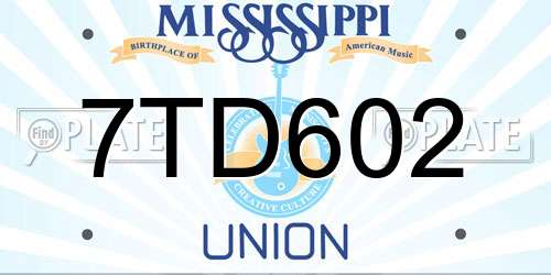 7TD602 Mississippi License Plate