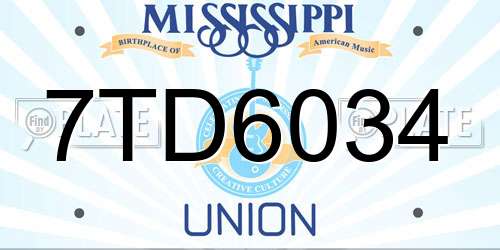 7TD6034 Mississippi License Plate