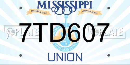 7TD607 Mississippi License Plate