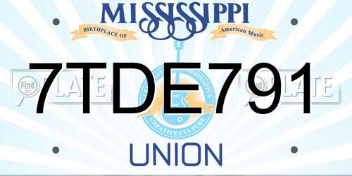 7TDE791 Mississippi License Plate