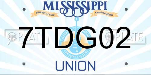 7TDG02 Mississippi License Plate