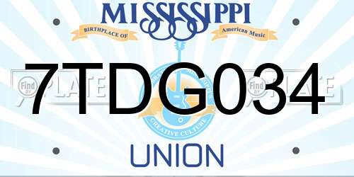 7TDG034 Mississippi License Plate