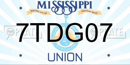 7TDG07 Mississippi License Plate