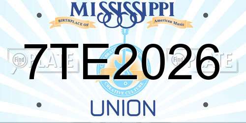 7TE2026 Mississippi License Plate