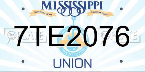 7TE2076 Mississippi License Plate
